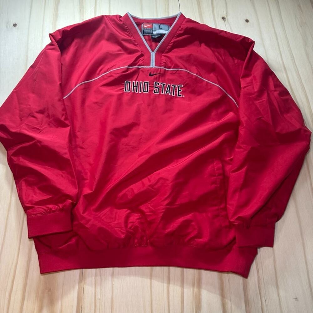 VTG Nike Ohio State University Buckeye Pullover Mens L Windbreaker Center Swoosh